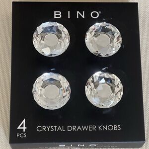 BINO 4 Piece Faceted Crystal Cabinet or Drawer Knobs / Pull Handles
